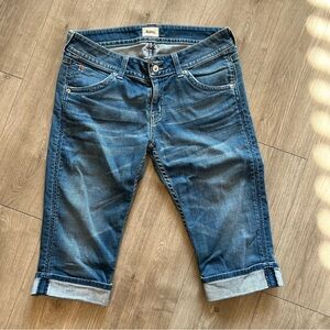 Blue Denim Hudson Malibu Capri Cuffed Womens Shorts Medium Wash Jeans